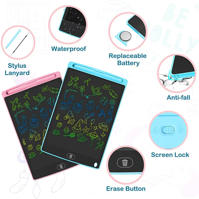 Drawing tablet for child, happy calm child