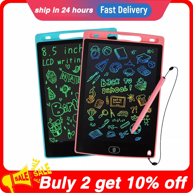 Drawing tablet for child, happy calm child