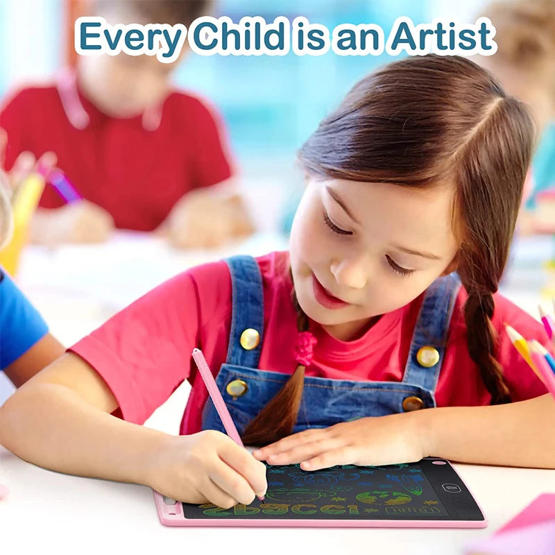 Drawing tablet for child, happy calm child