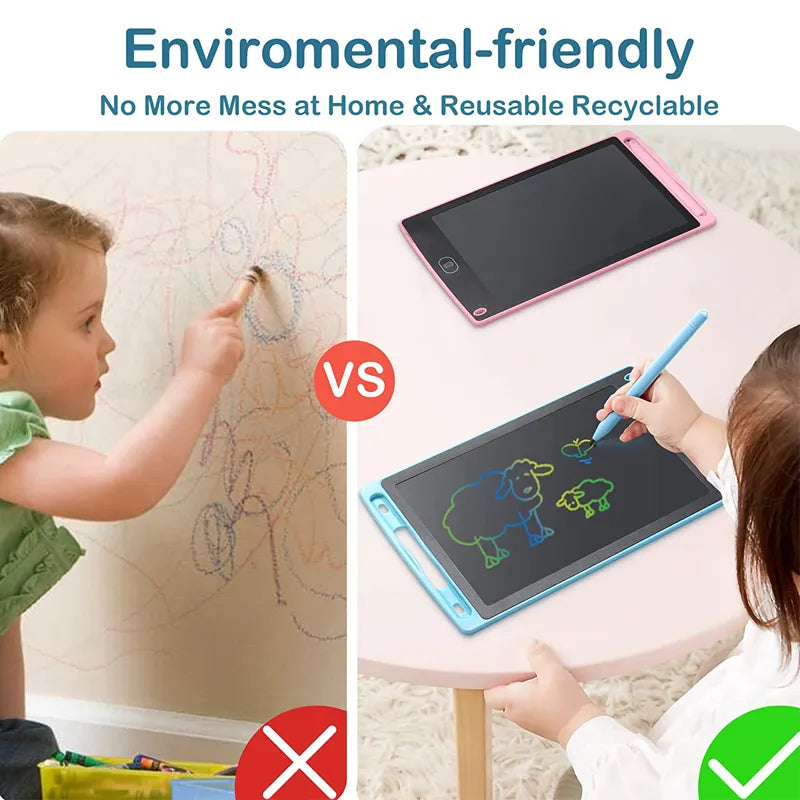 Drawing tablet for child, happy calm child