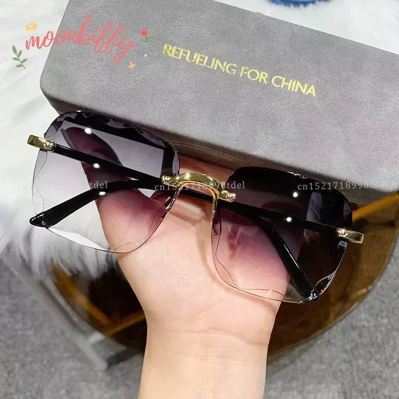 Frameless Sunglasses with Cut Edge, UV400 Lenses