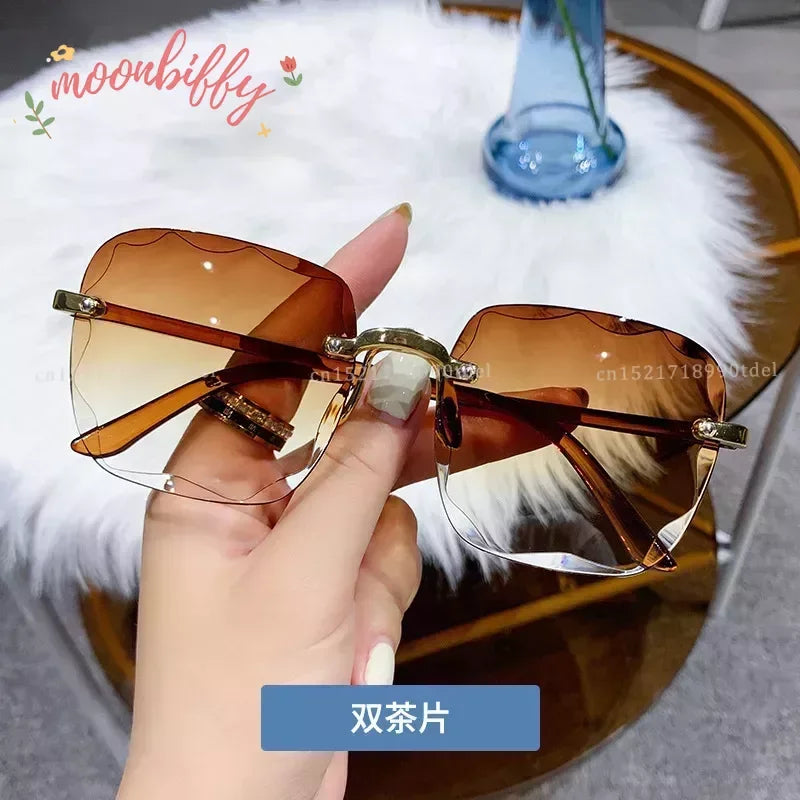 Frameless Sunglasses with Cut Edge, UV400 Lenses