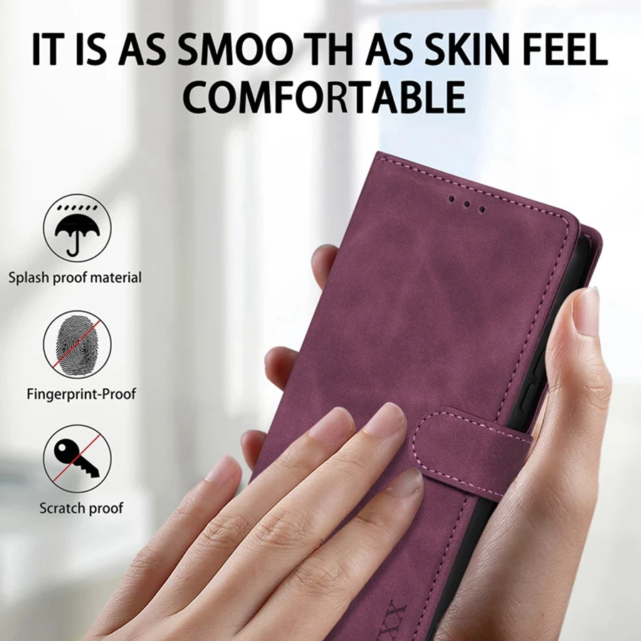 Leather Flip Cover Wallet with Magnetic Card Holder