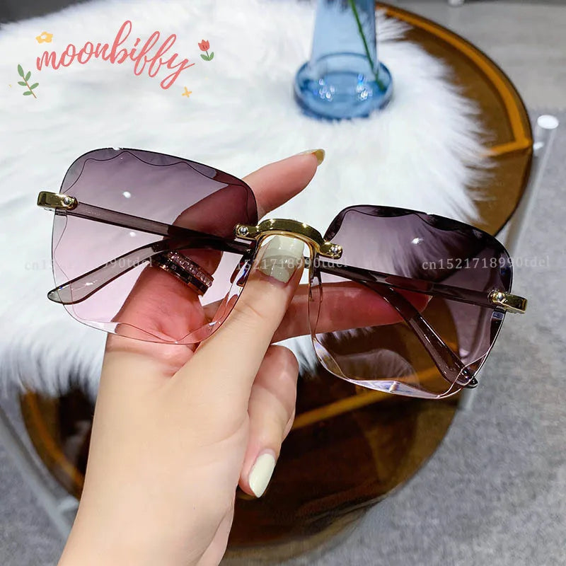 Frameless Sunglasses with Cut Edge, UV400 Lenses