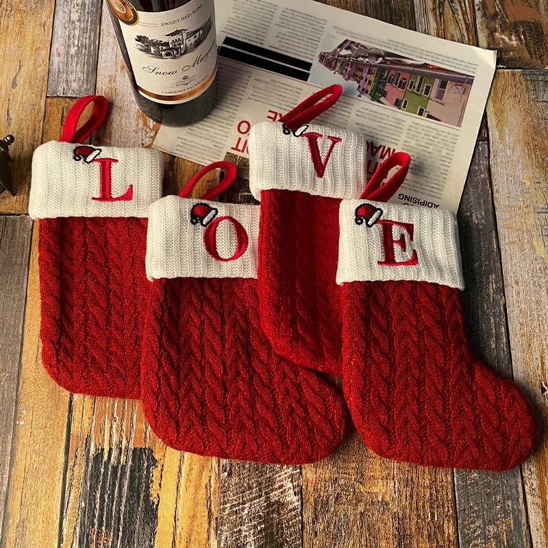Knitting Alphabet Christmas Socks