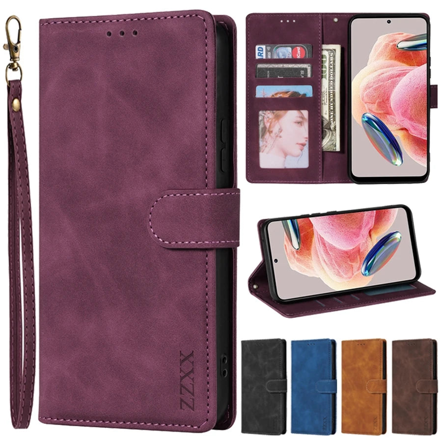 Leather Flip Cover Wallet with Magnetic Card Holder