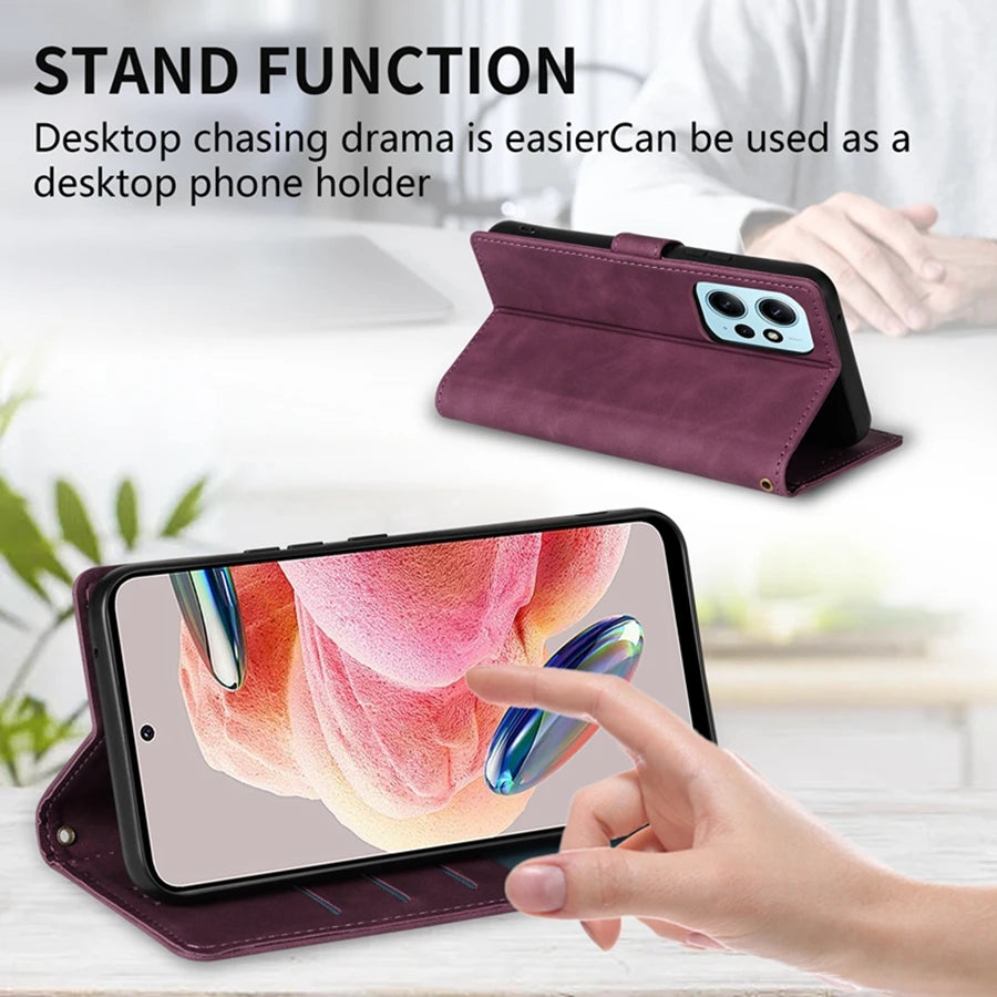 Leather Flip Cover Wallet with Magnetic Card Holder
