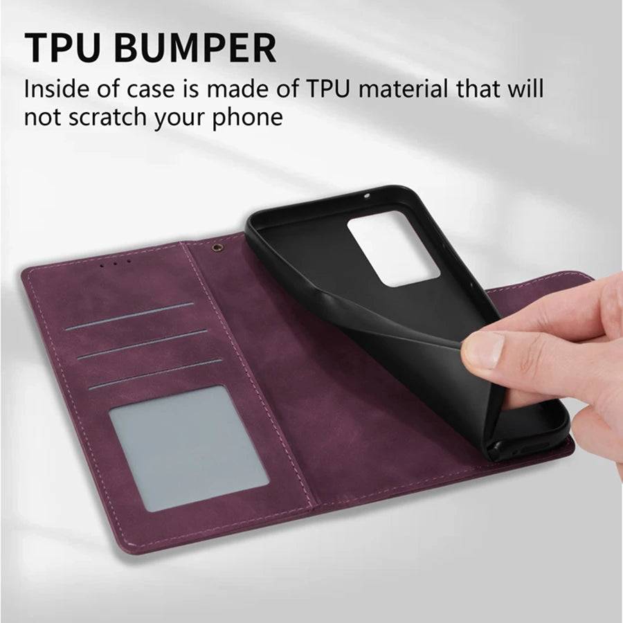 Leather Flip Cover Wallet with Magnetic Card Holder