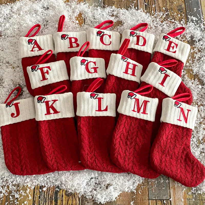 Knitting Alphabet Christmas Socks