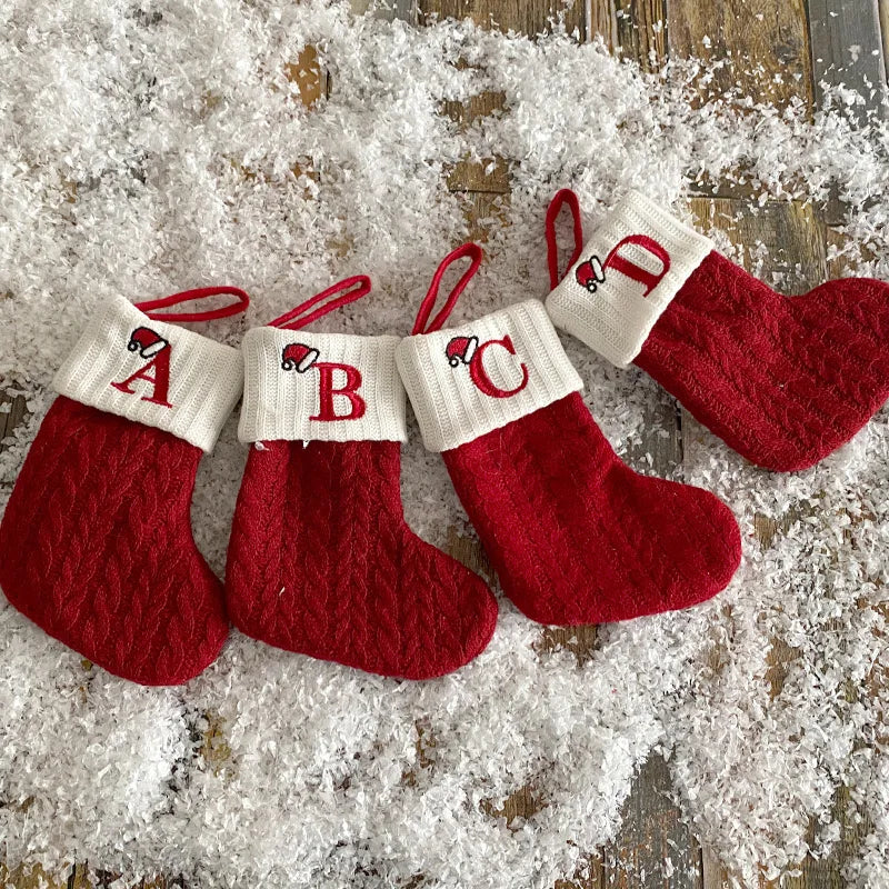 Knitting Alphabet Christmas Socks