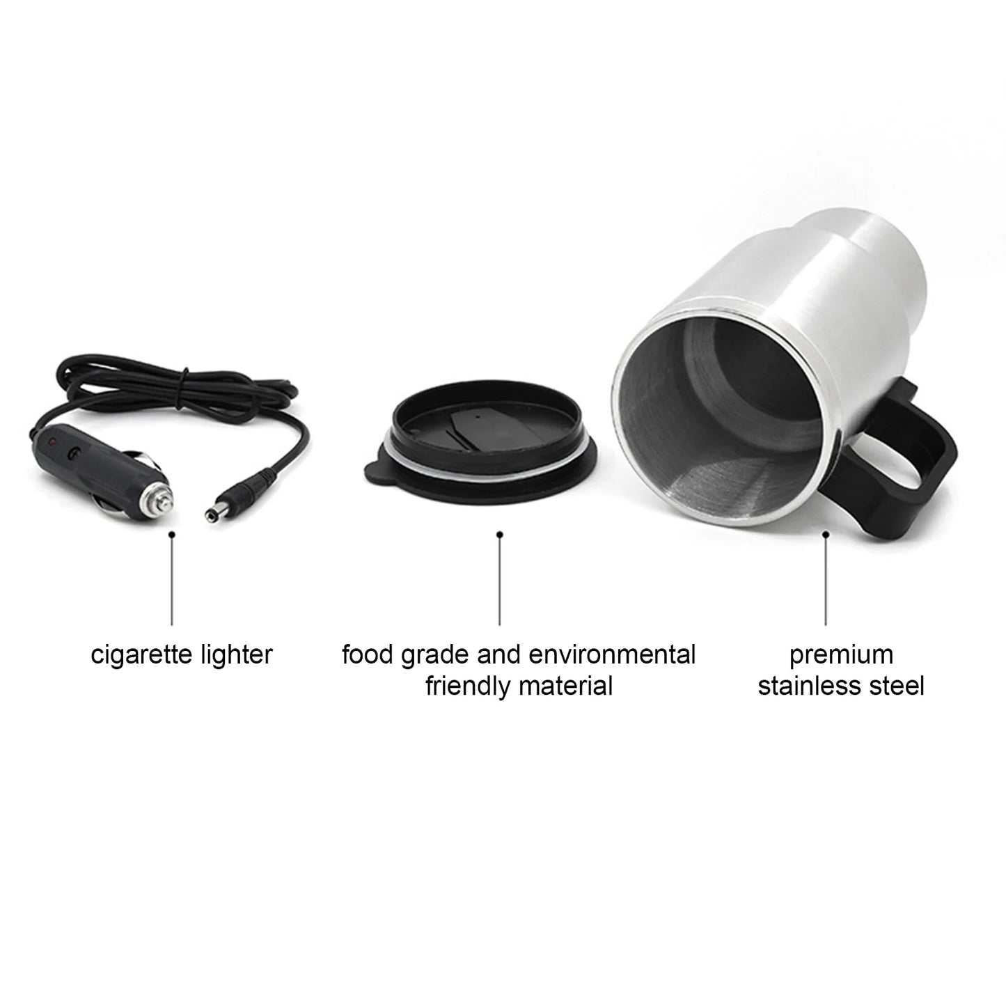 Electric kettle for car, heating water, tea, coffee, milk