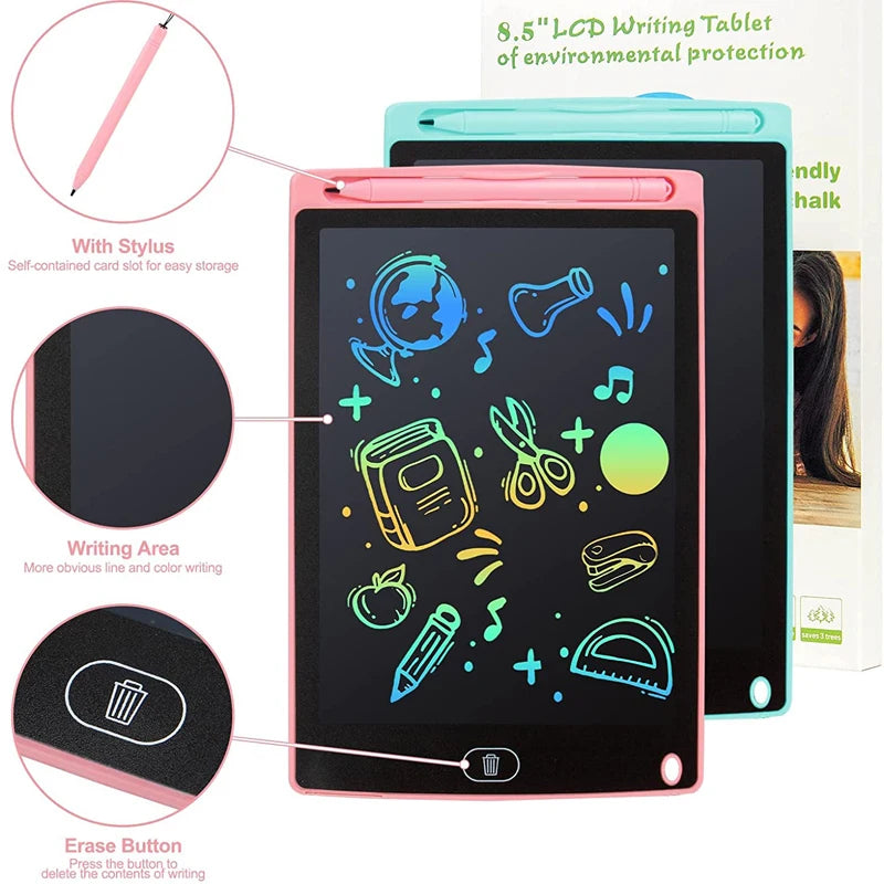 Drawing tablet for child, happy calm child
