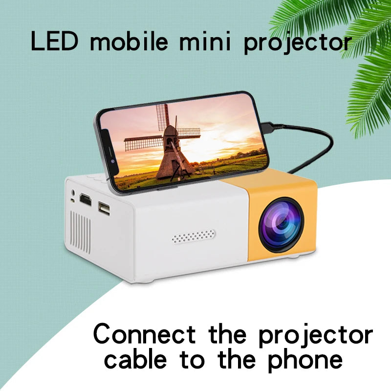 Mini Projetor Portátil YG300 para Celular, USB e HDMI