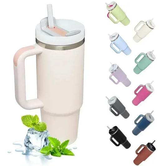 Thermal Mug with Handle and Straw