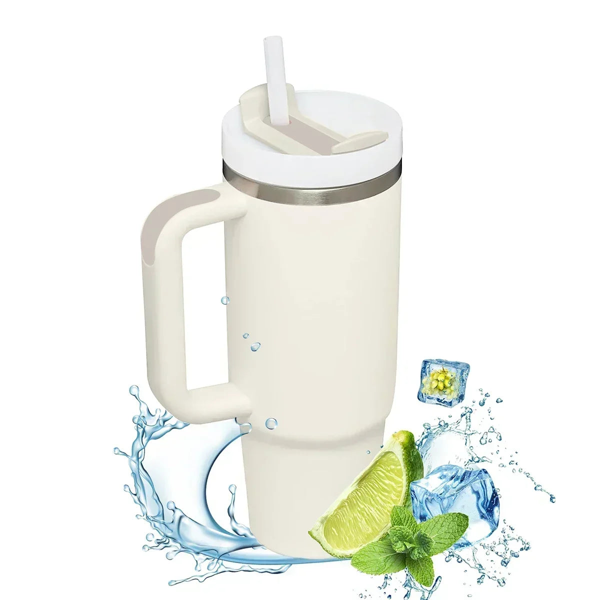 Thermal Mug with Handle and Straw