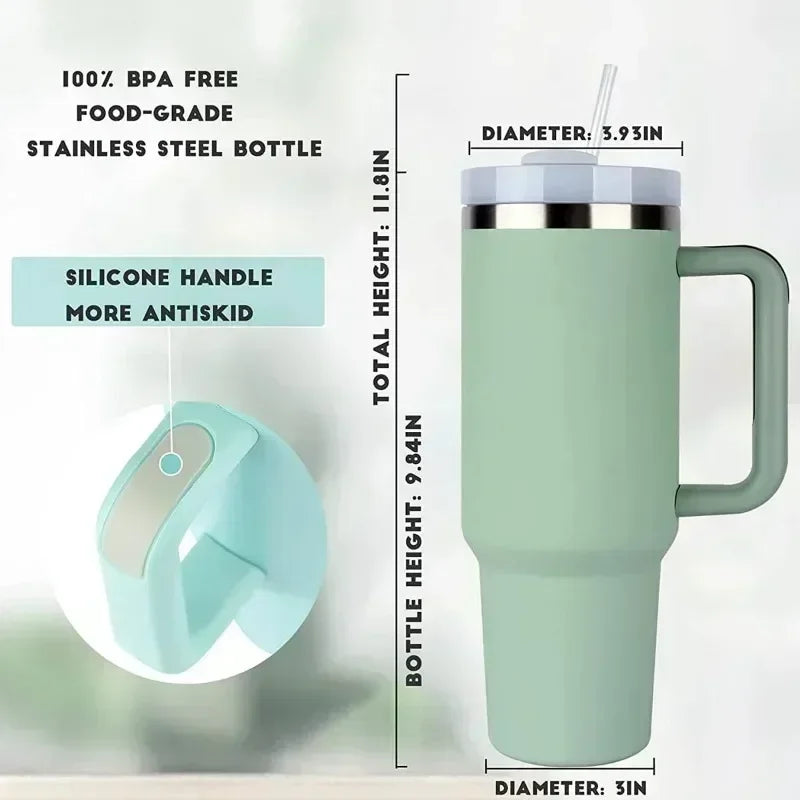 Thermal Mug with Handle and Straw